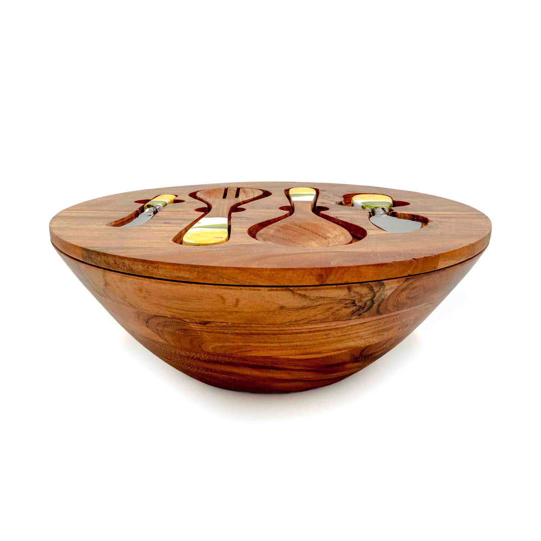 Lemon Grove Bowl with lid & salad server