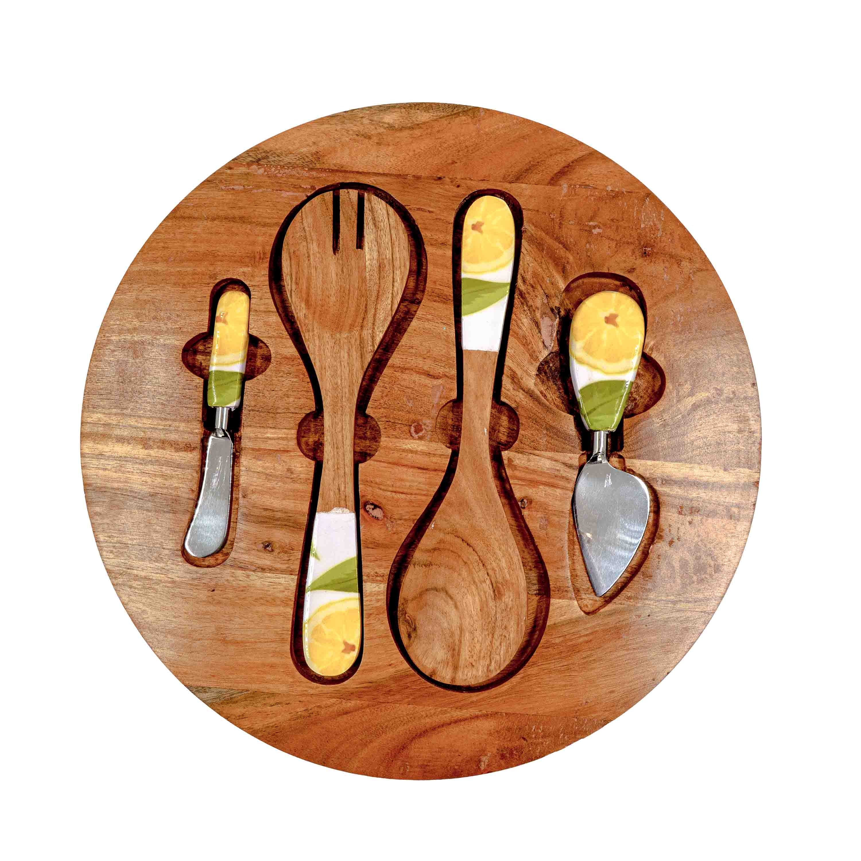 Lemon Grove Bowl with lid & salad server