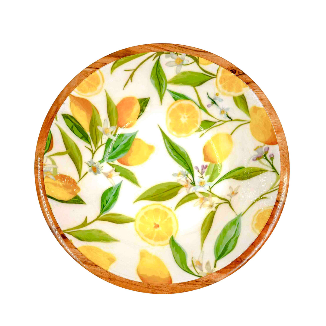 Lemon Grove Bowl with lid & salad server