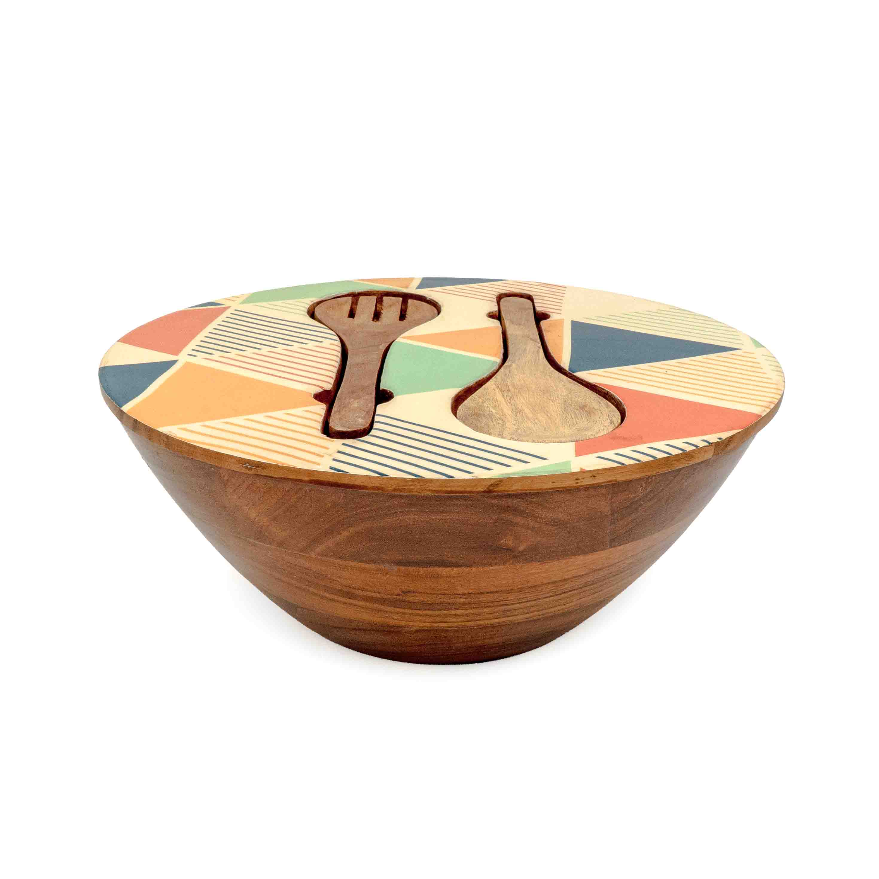 Geo Fest Wooden Salad Set