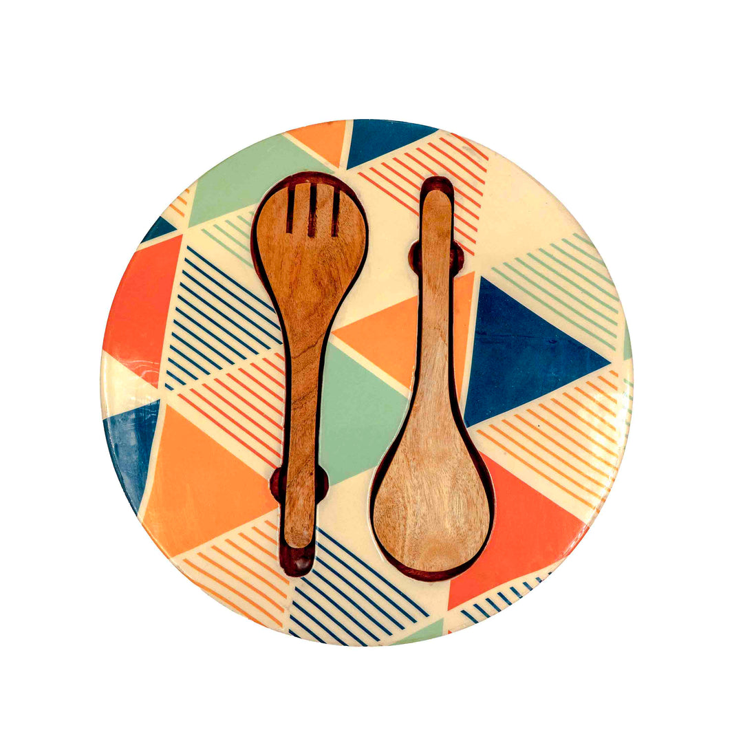 Geo Fest Wooden Salad Set