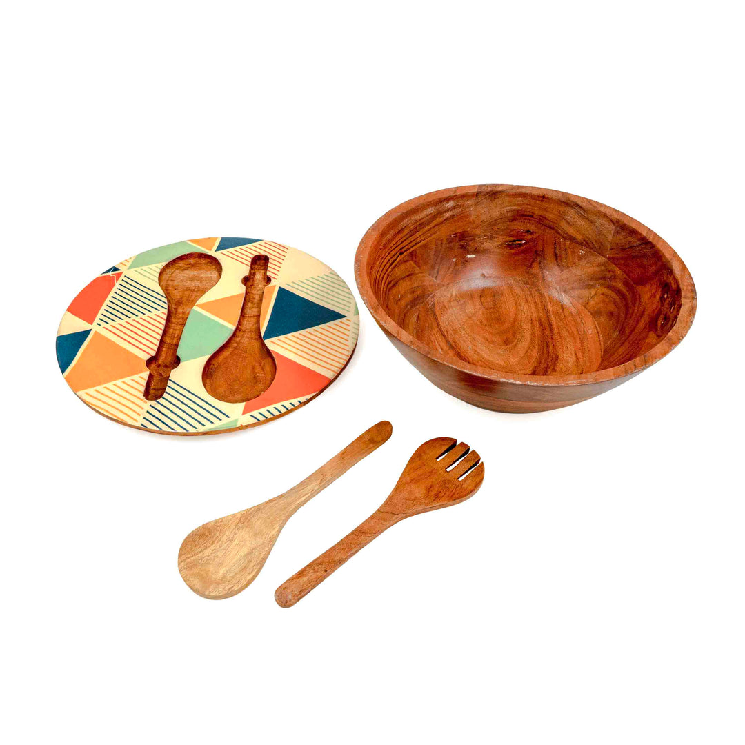 Geo Fest Wooden Salad Set