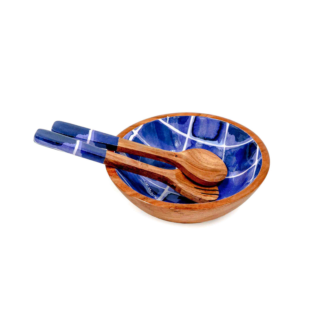 Indigo Mosaic Salad Set