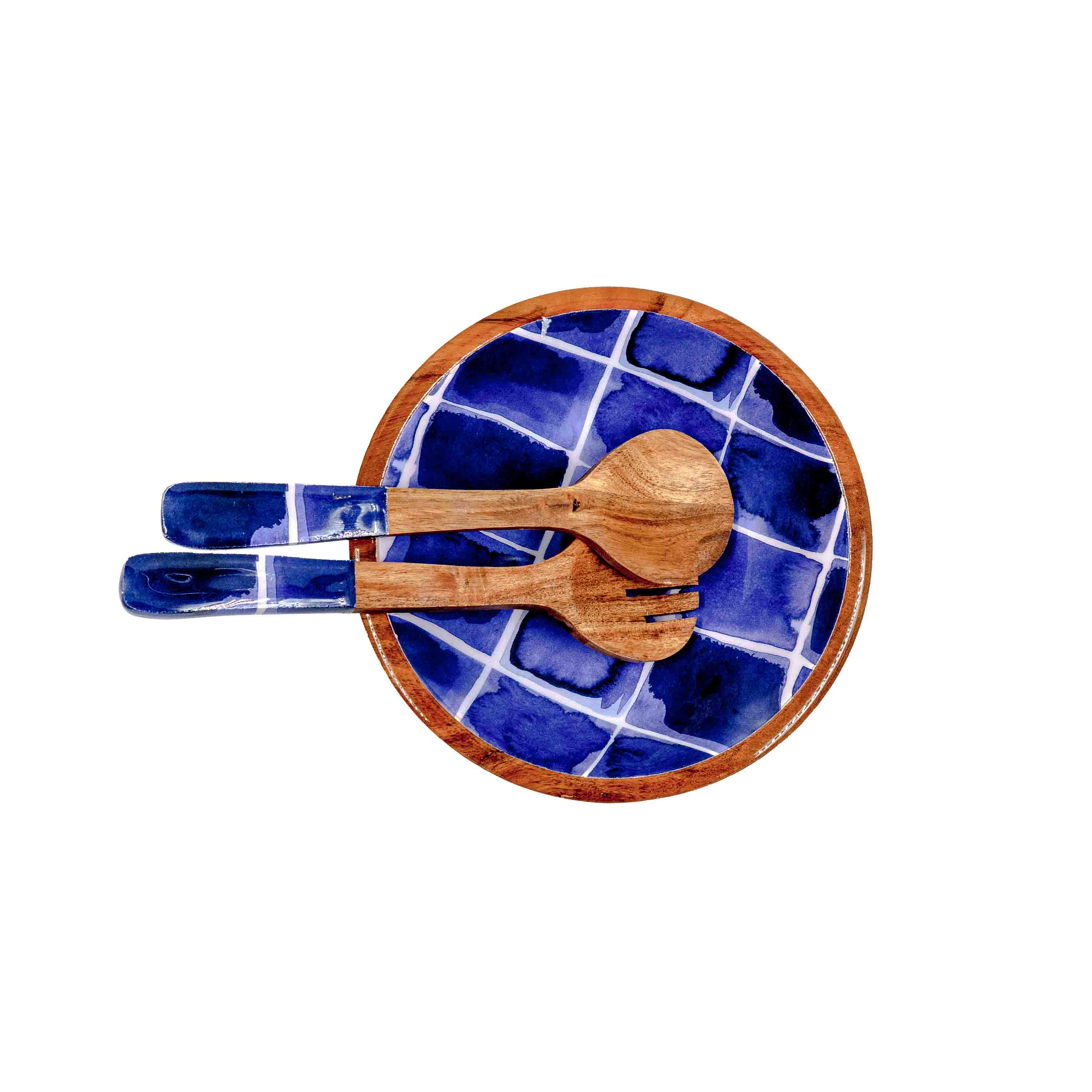Indigo Mosaic Salad Set