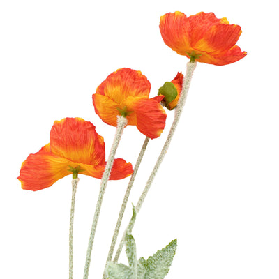 Poppy Silk Flowers with Stem Red
