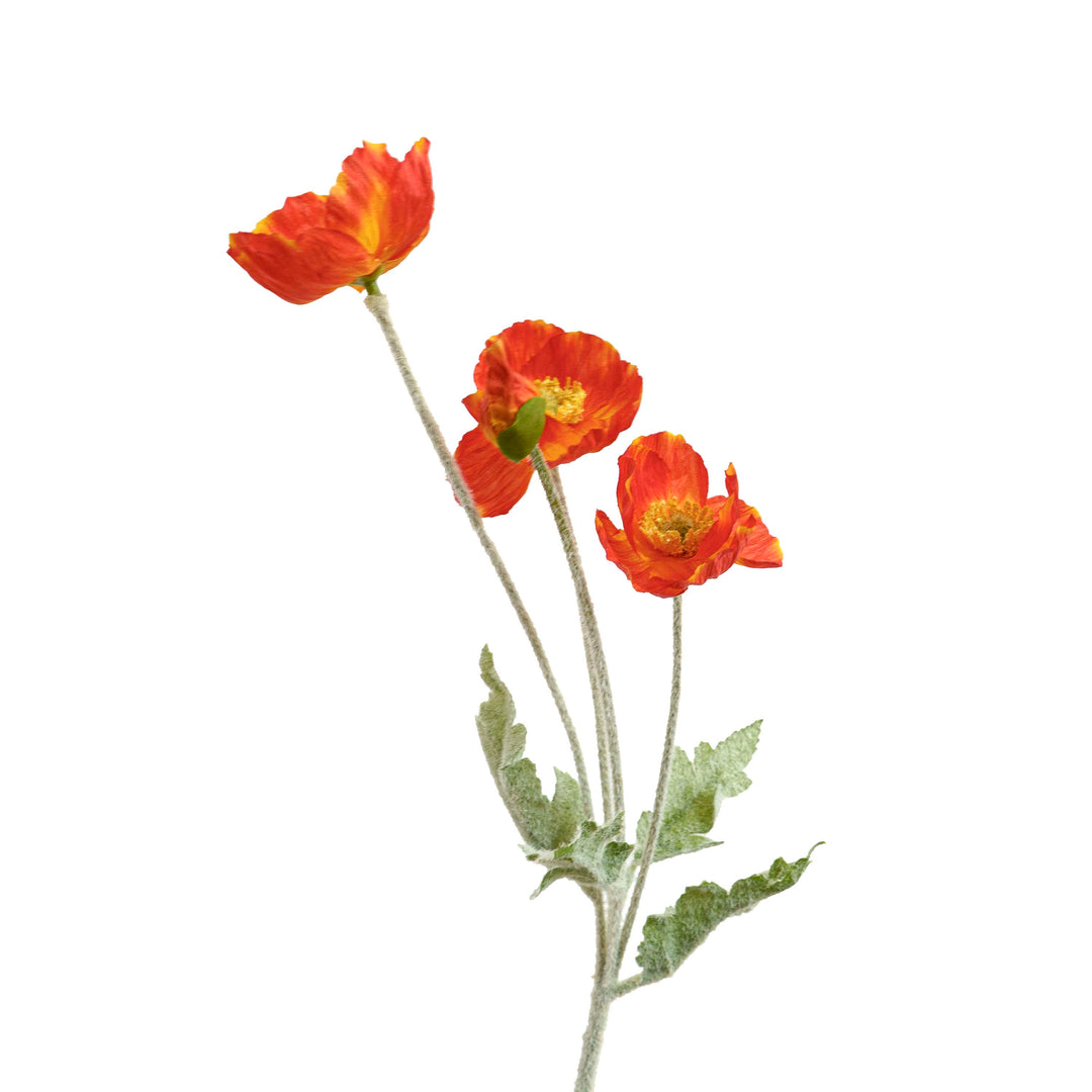 Poppy Silk Flowers with Stem Red