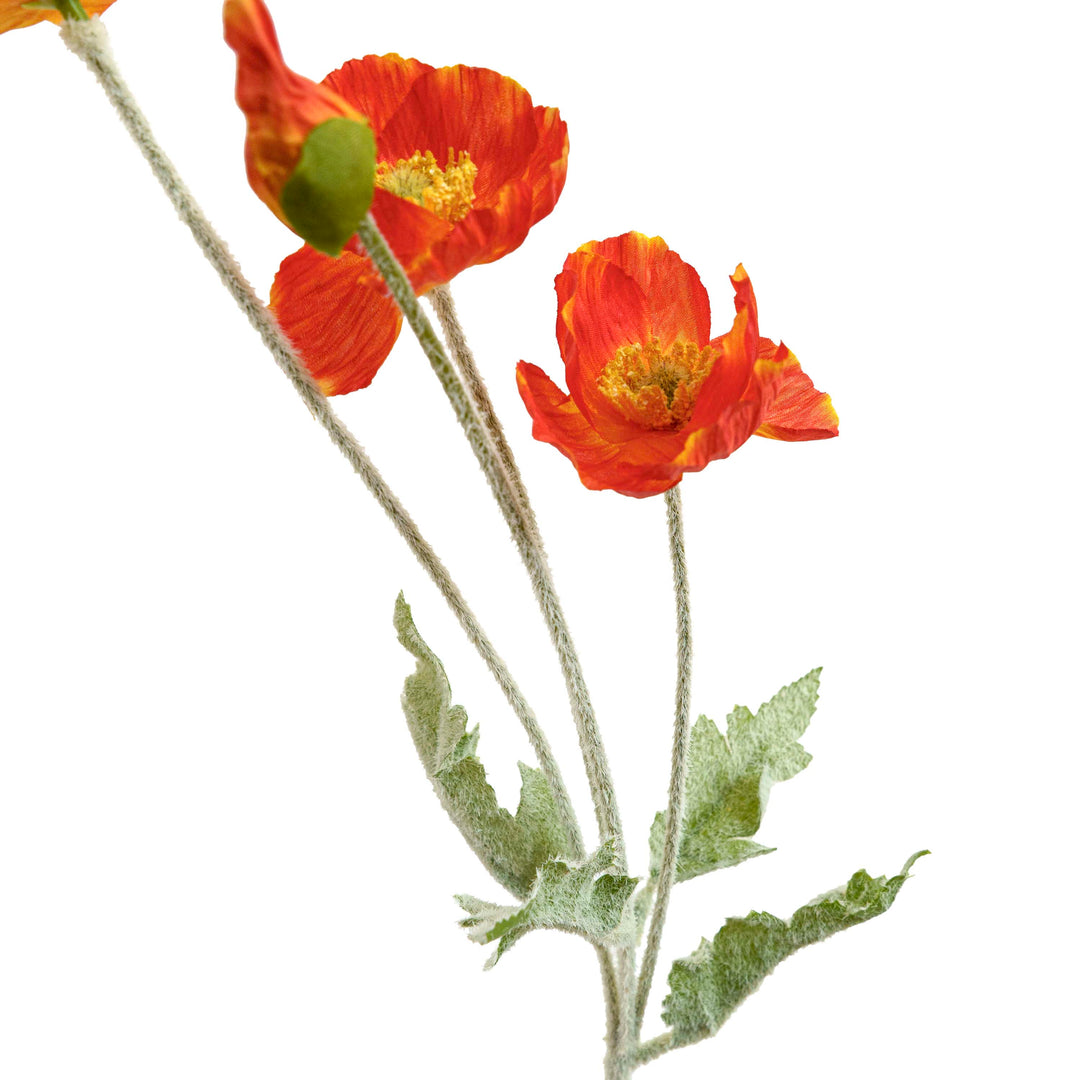 Poppy Silk Flowers with Stem Red
