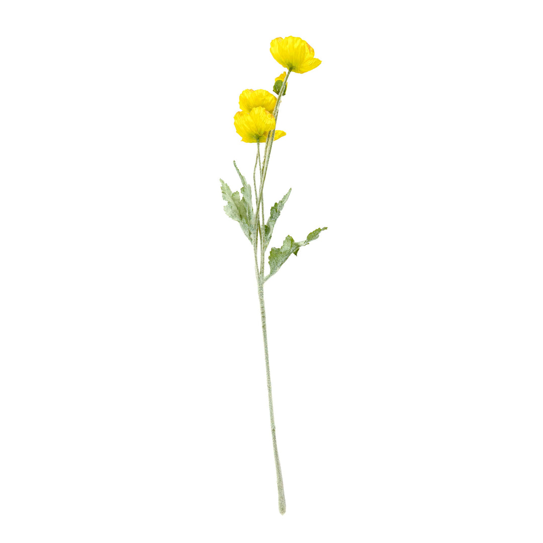 Poppy Silk Flowers with Stem Yellow