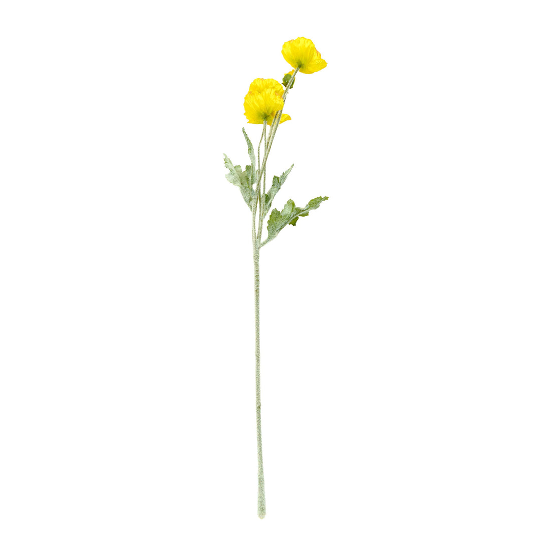 Poppy Silk Flowers with Stem Yellow