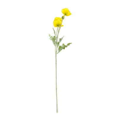 Poppy Silk Flowers with Stem Yellow
