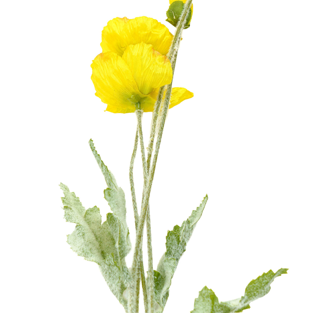 Poppy Silk Flowers with Stem Yellow