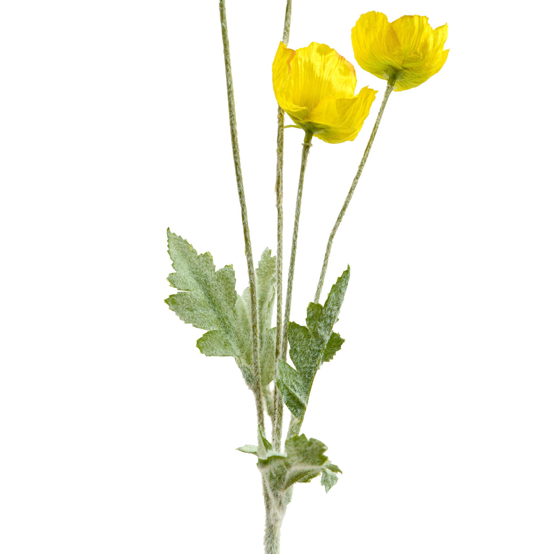 Poppy Silk Flowers with Stem Yellow