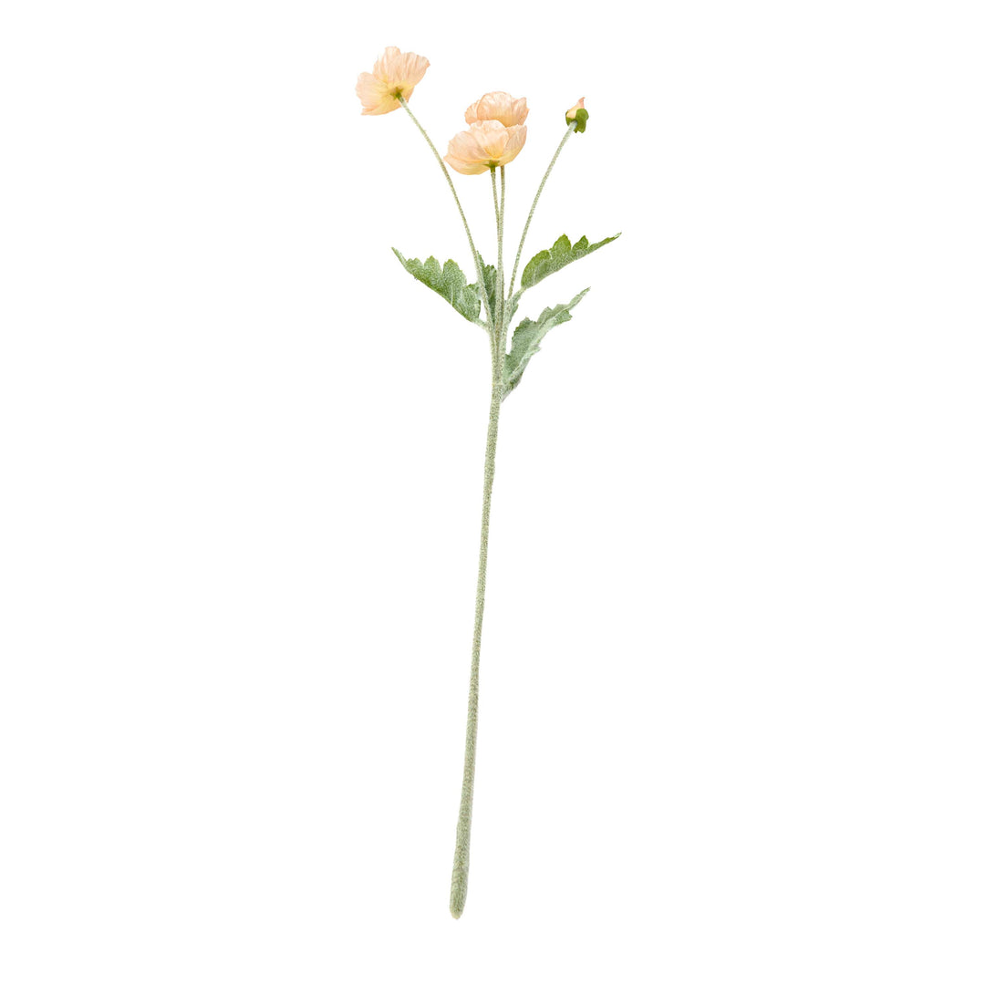Poppy Silk Flowers with Stem Peach