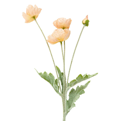Poppy Silk Flowers with Stem Peach