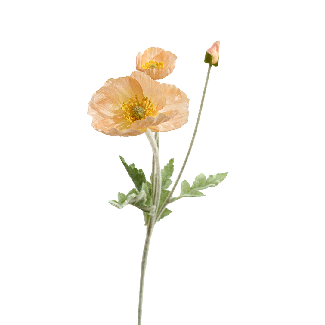 Poppy Silk Flowers with Stem Peach