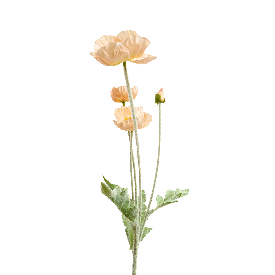 Poppy Silk Flowers with Stem Peach