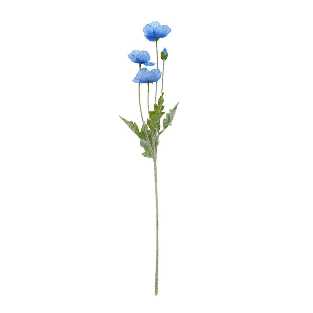 Poppy Silk Flowers with Stem Blue