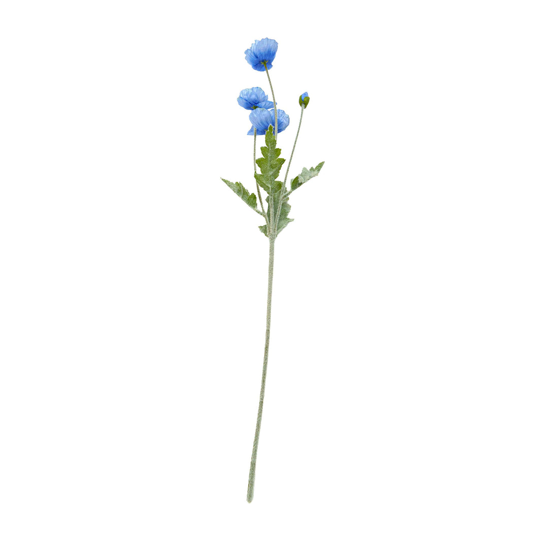 Poppy Silk Flowers with Stem Blue