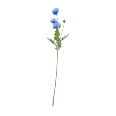 Poppy Silk Flowers with Stem Blue