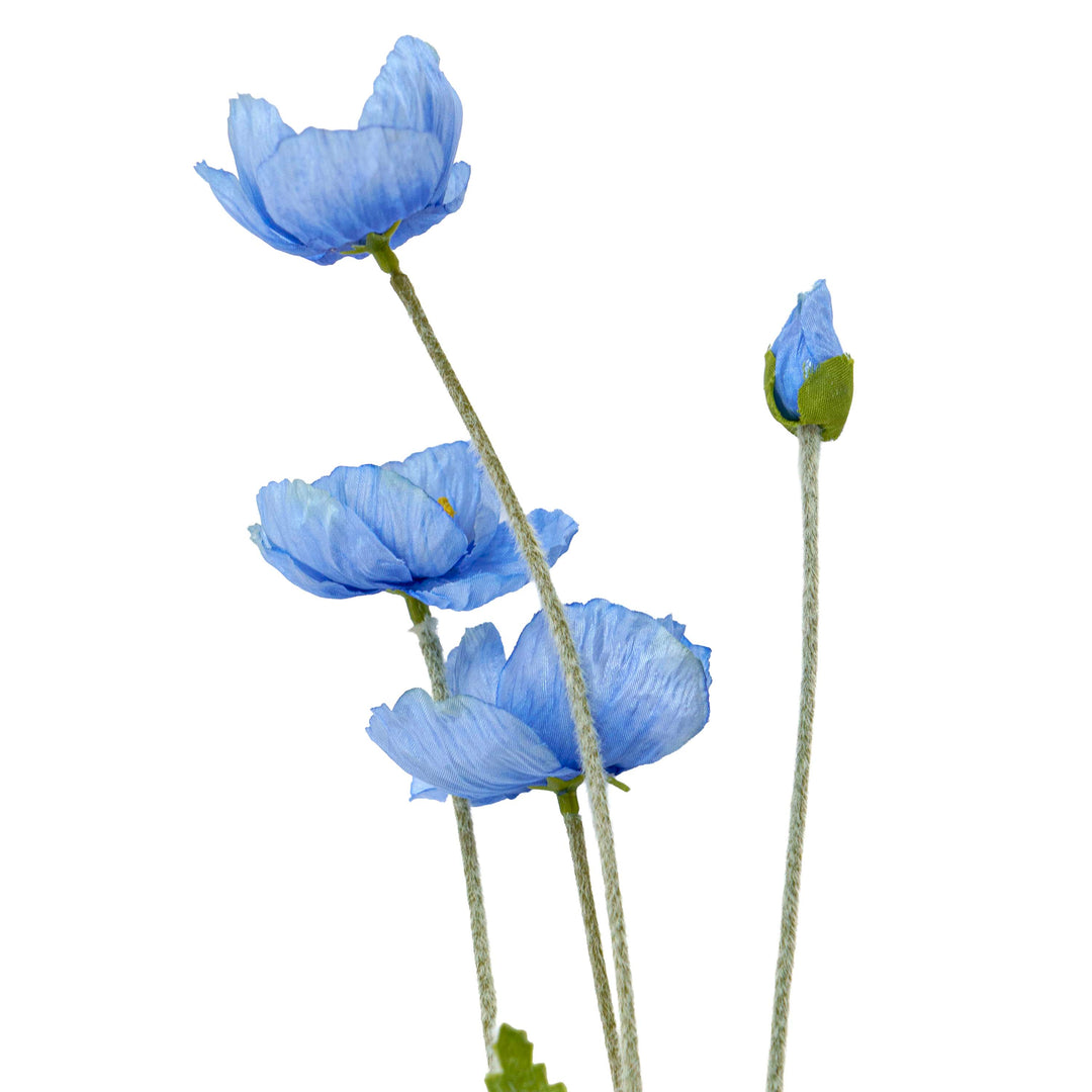 Poppy Silk Flowers with Stem Blue