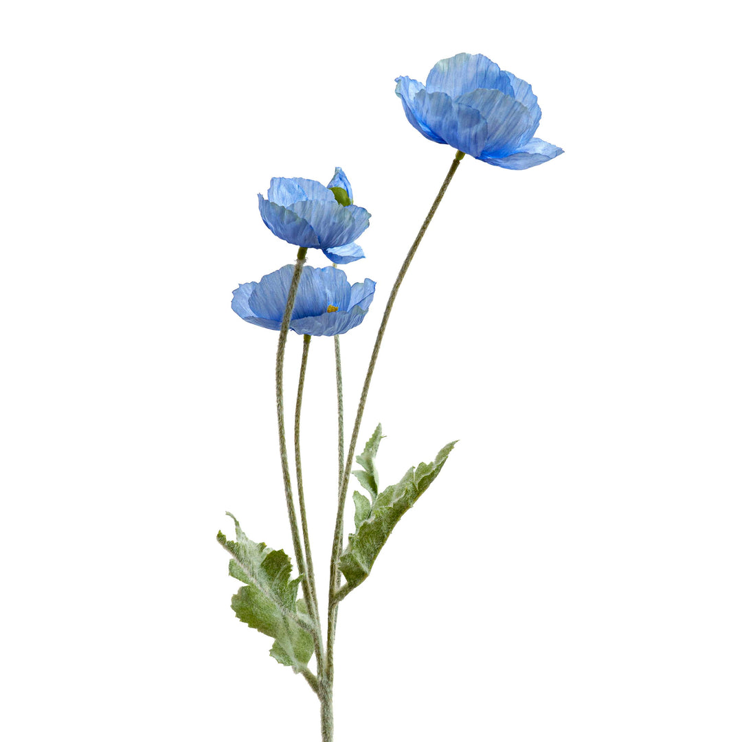Poppy Silk Flowers with Stem Blue