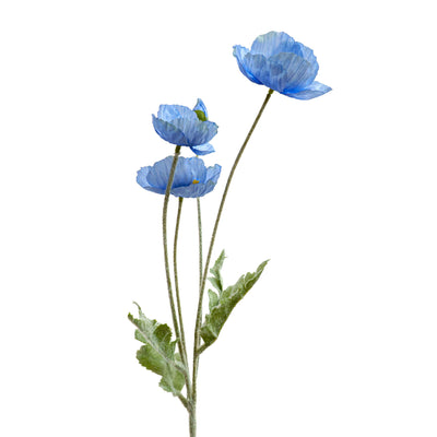 Poppy Silk Flowers with Stem Blue