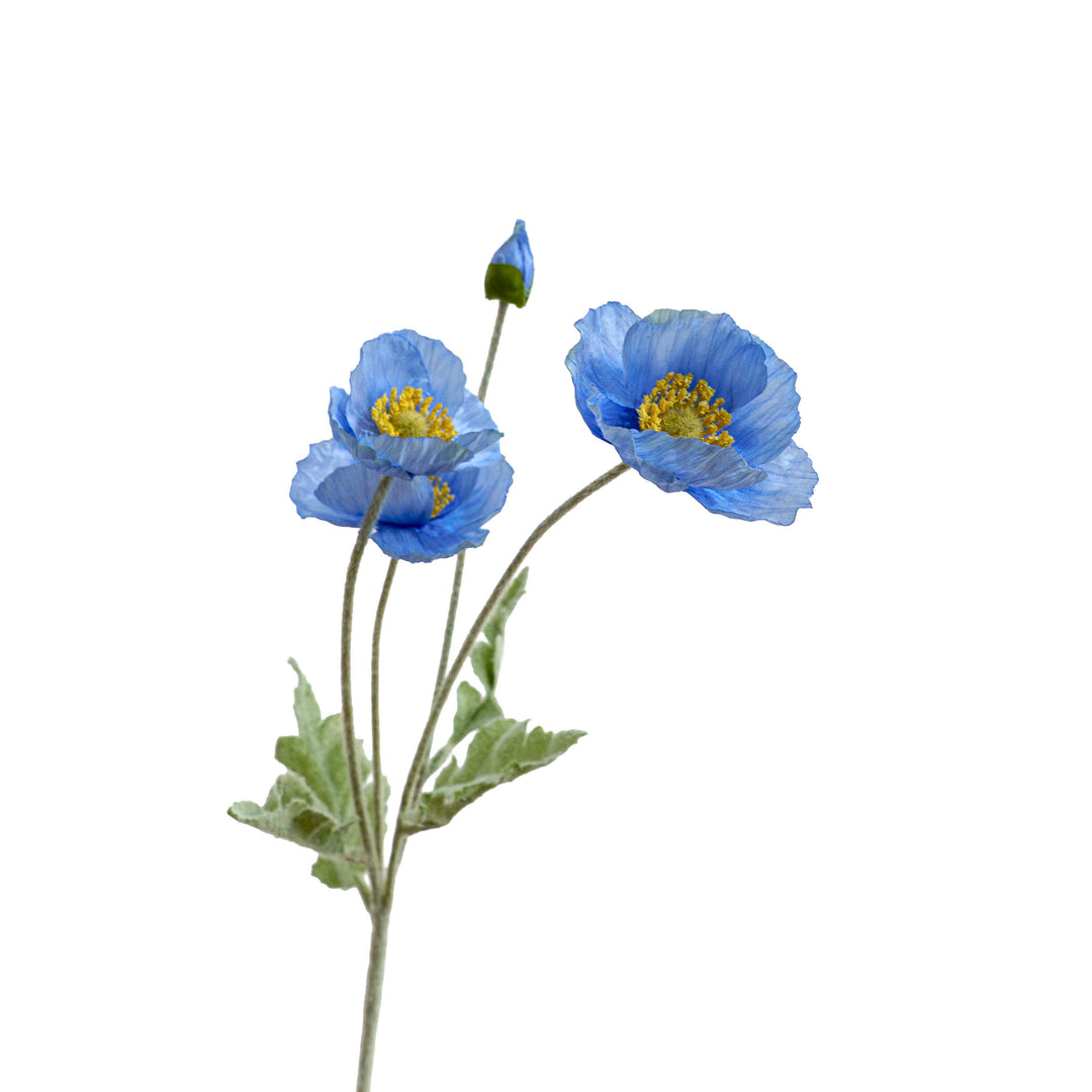 Poppy Silk Flowers with Stem Blue
