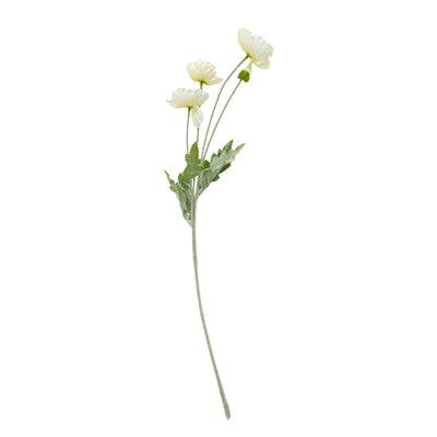 Poppy Silk Flowers with Stem White