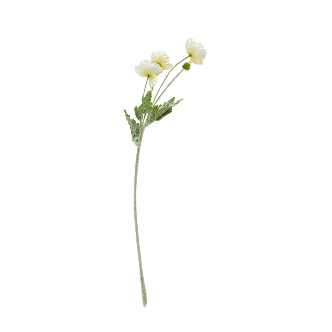 Poppy Silk Flowers with Stem White