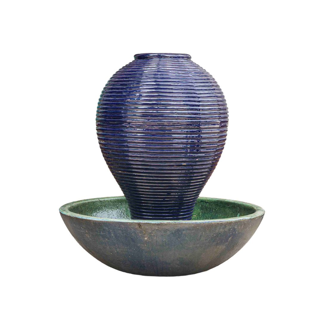 Bright Blue Ceramic Fountain