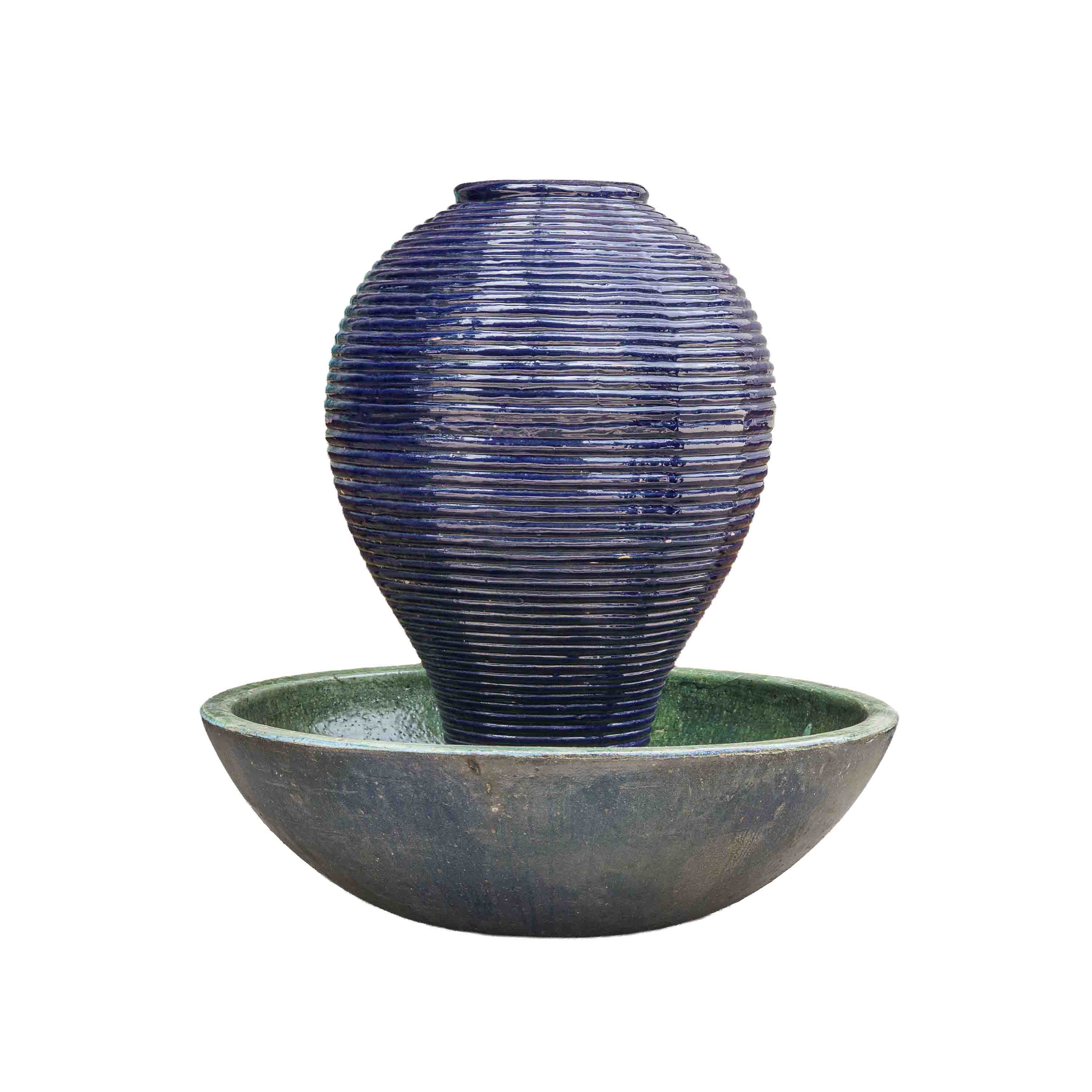 Bright Blue Ceramic Fountain