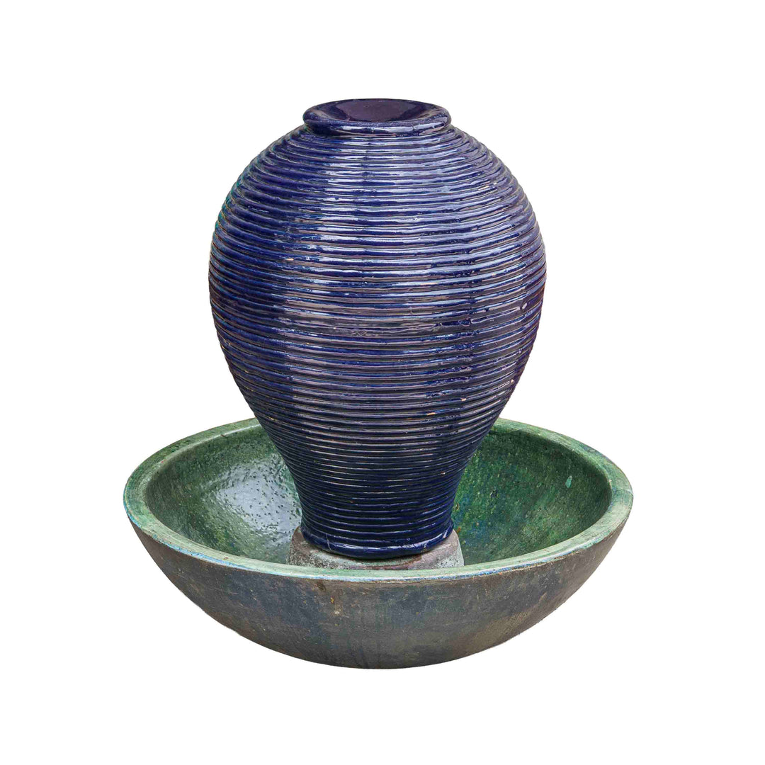 Bright Blue Ceramic Fountain