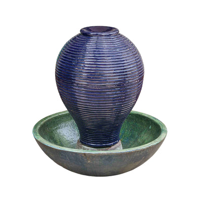 Bright Blue Ceramic Fountain