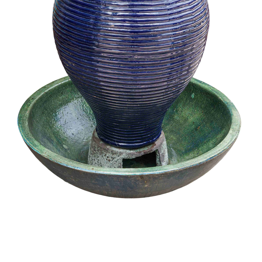 Bright Blue Ceramic Fountain