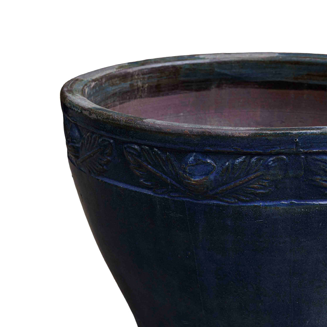 Navy Blue Glazed Ceramic Pot