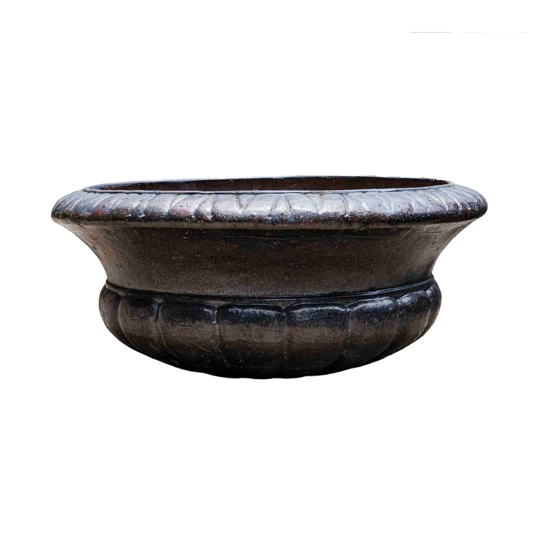 Luke Wide Grey Ceramic Pot