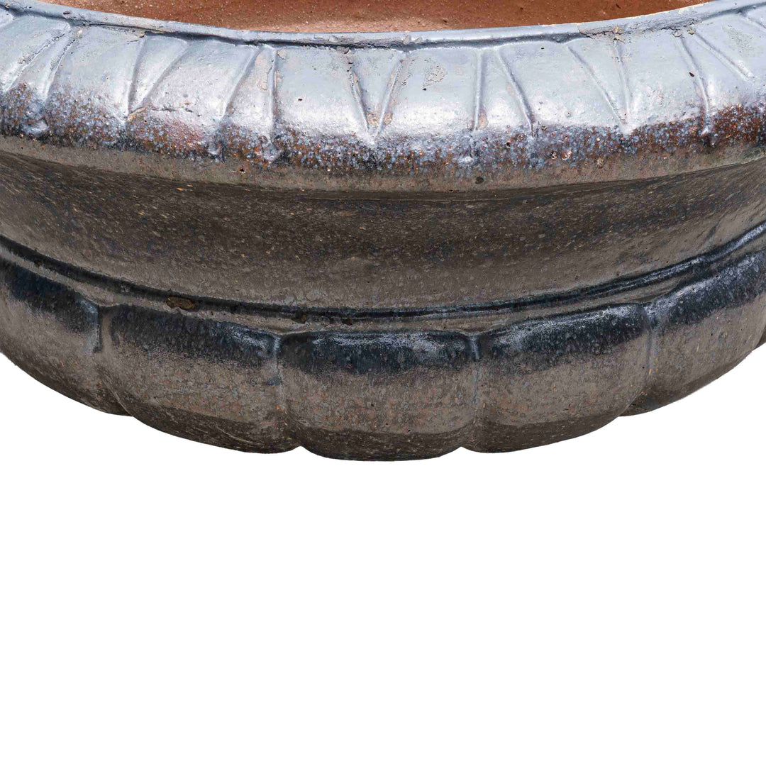 Luke Wide Grey Ceramic Pot
