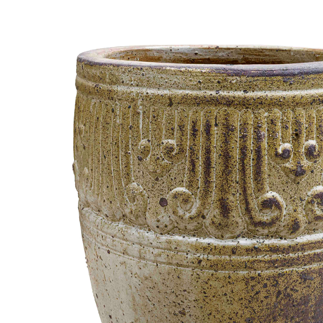 Etched Elegance Ceramic Pot
