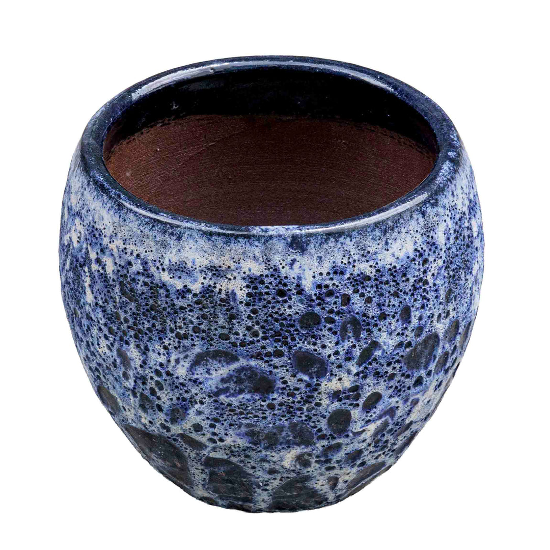 Blue Bubbled Glazed Ceramic Pot