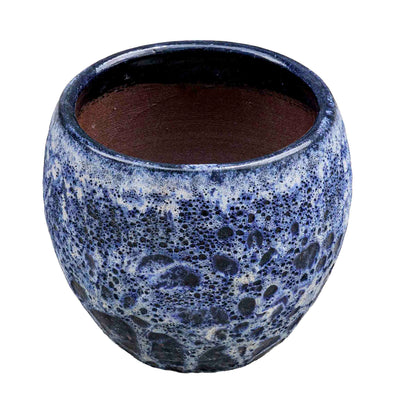 Blue Bubbled Glazed Ceramic Pot