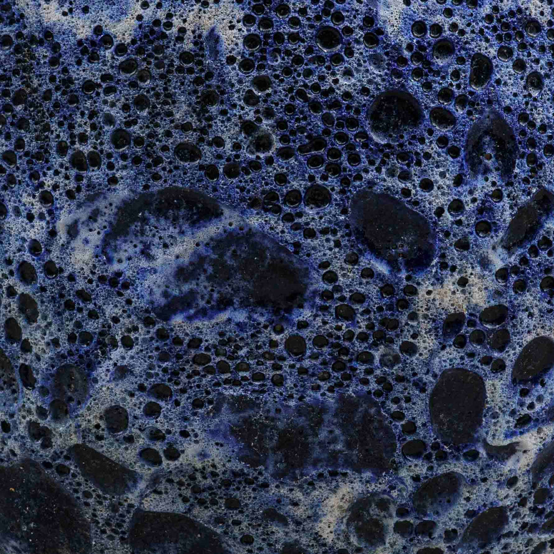 Blue Bubbled Glazed Ceramic Pot