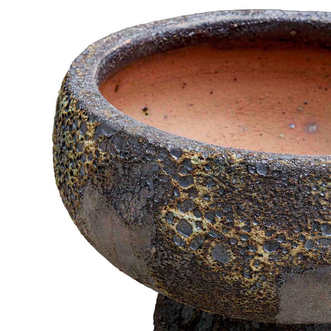 Dark Brown Bubbled Ceramic Pot