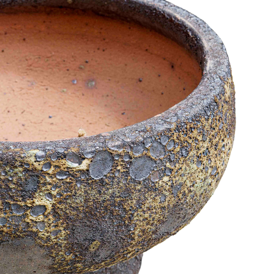 Dark Brown Bubbled Ceramic Pot