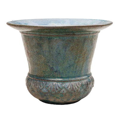 Wide Mouth Aqua Blue Ceramic Pot