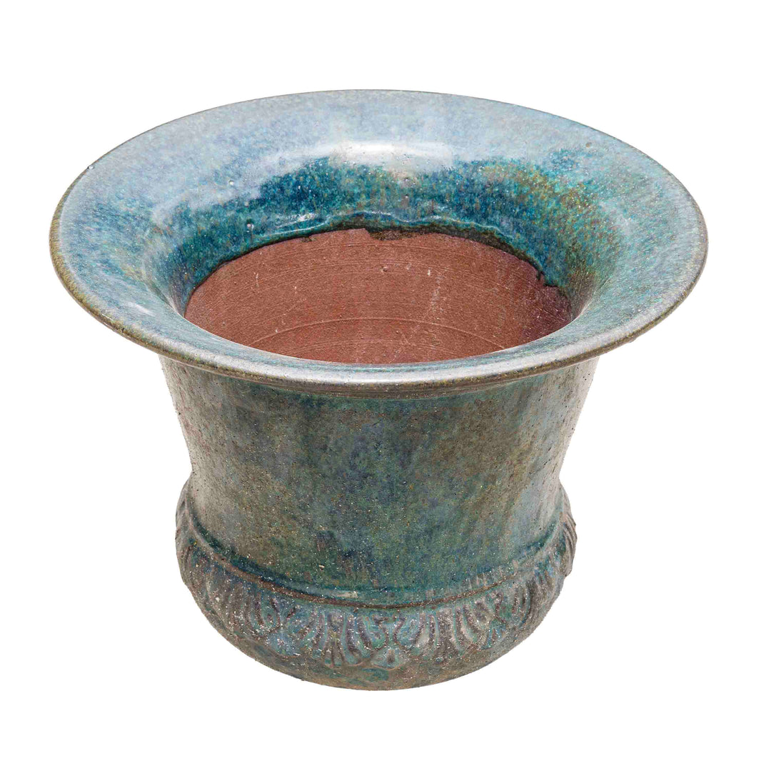 Wide Mouth Aqua Blue Ceramic Pot