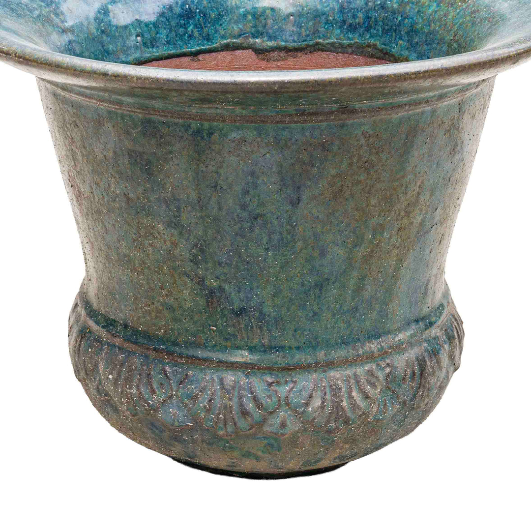 Wide Mouth Aqua Blue Ceramic Pot