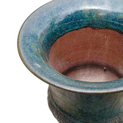 Wide Mouth Aqua Blue Ceramic Pot