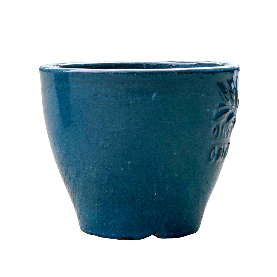Blue Etched Ceramic Pot