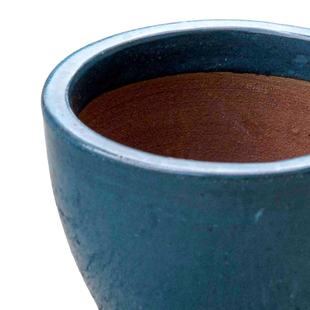 Blue Etched Ceramic Pot