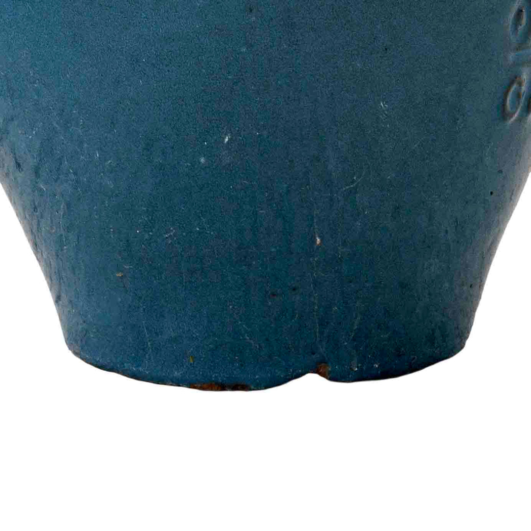 Blue Etched Ceramic Pot